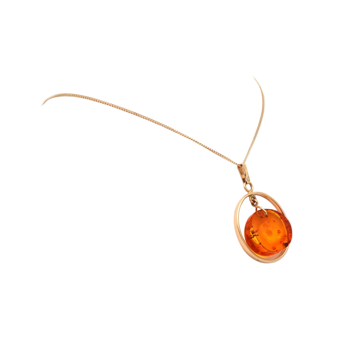 Collier Pendentif en or jaune et ambre