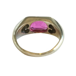 Bague jonc en or blanc et pierre rouge, Art Déco
