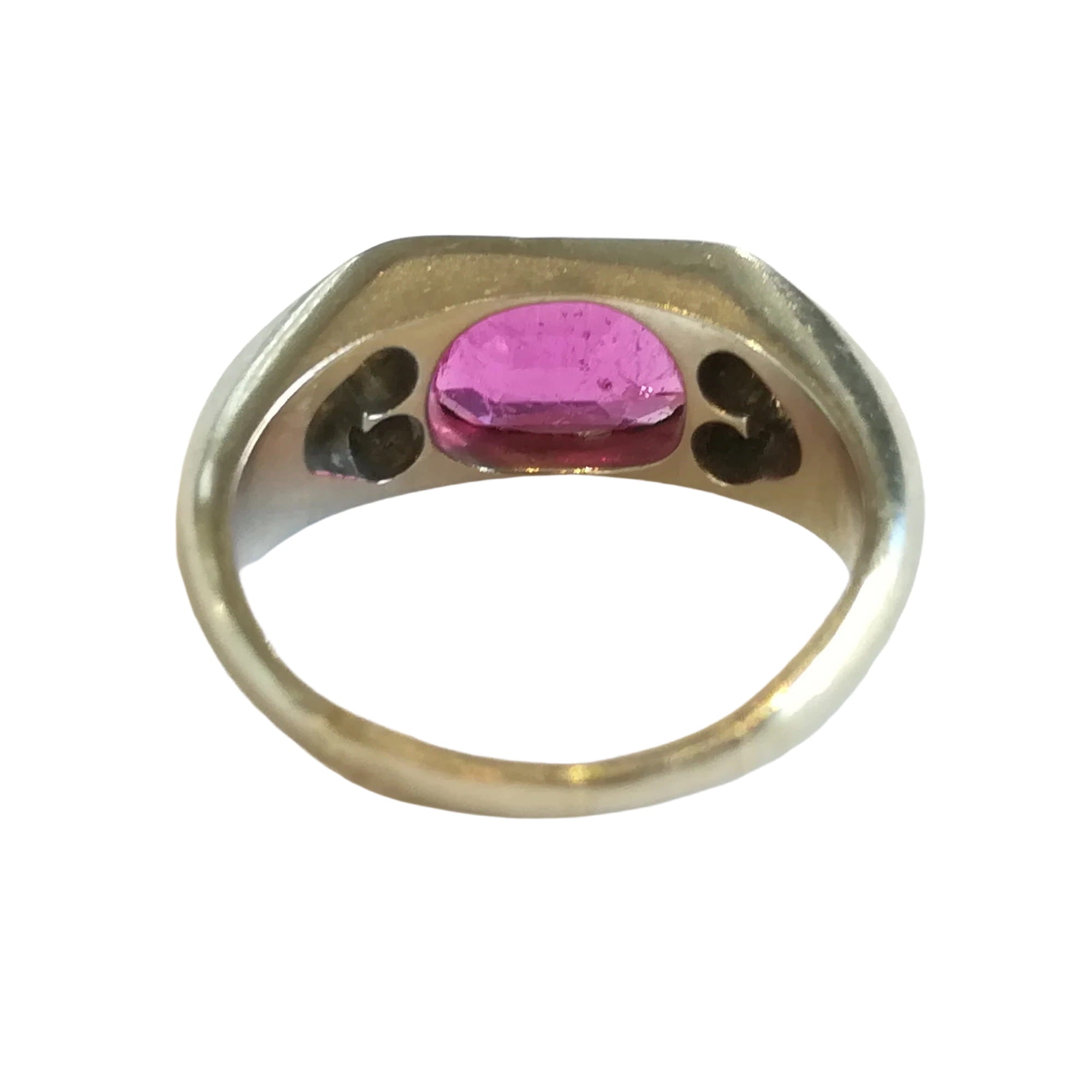 Bague jonc en or blanc et pierre rouge, Art Déco