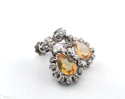 Boucles d'oreilles en or blanc, citrines et diamants