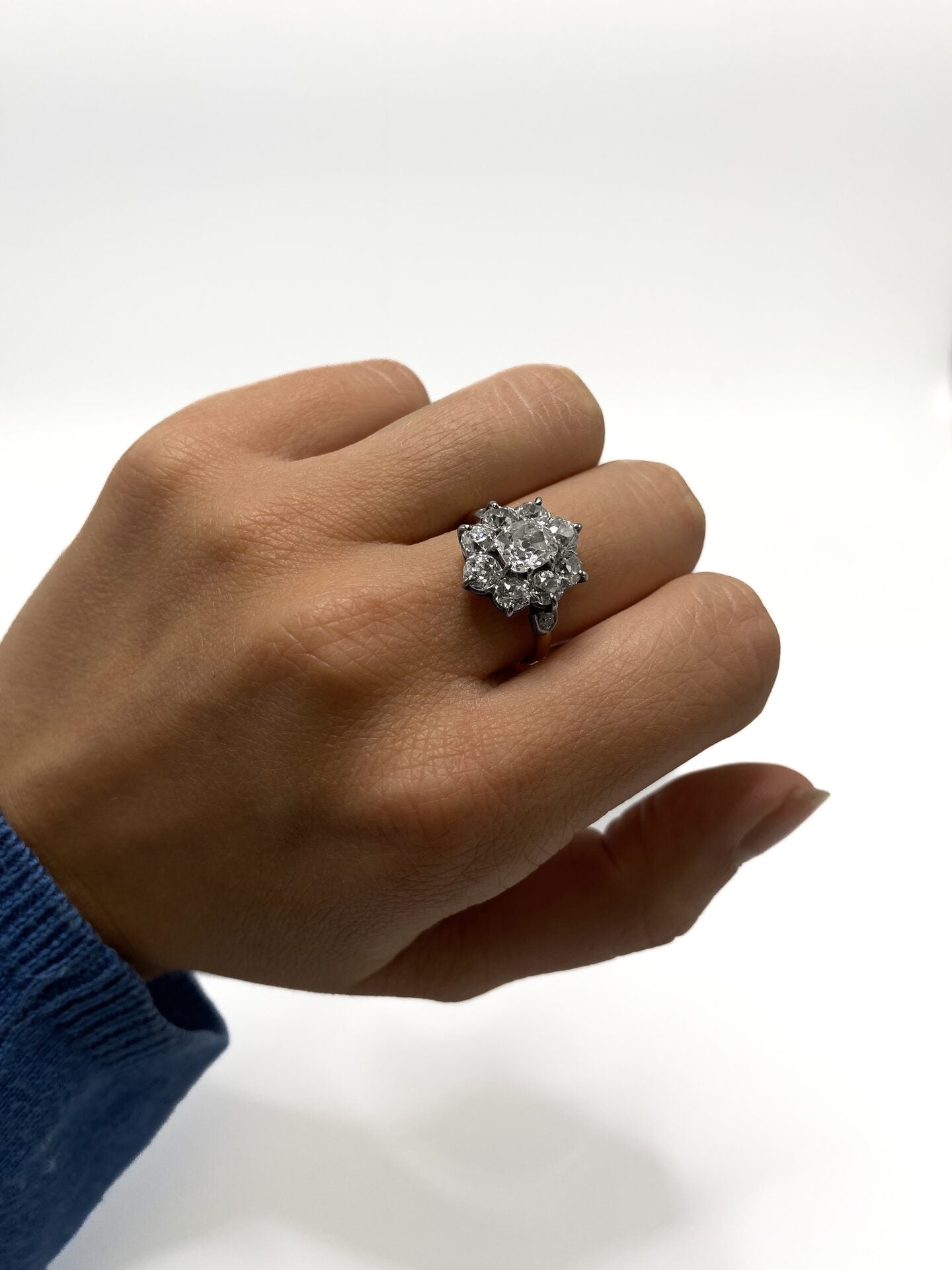 Bague Marguerite en or jaune, argent et diamants