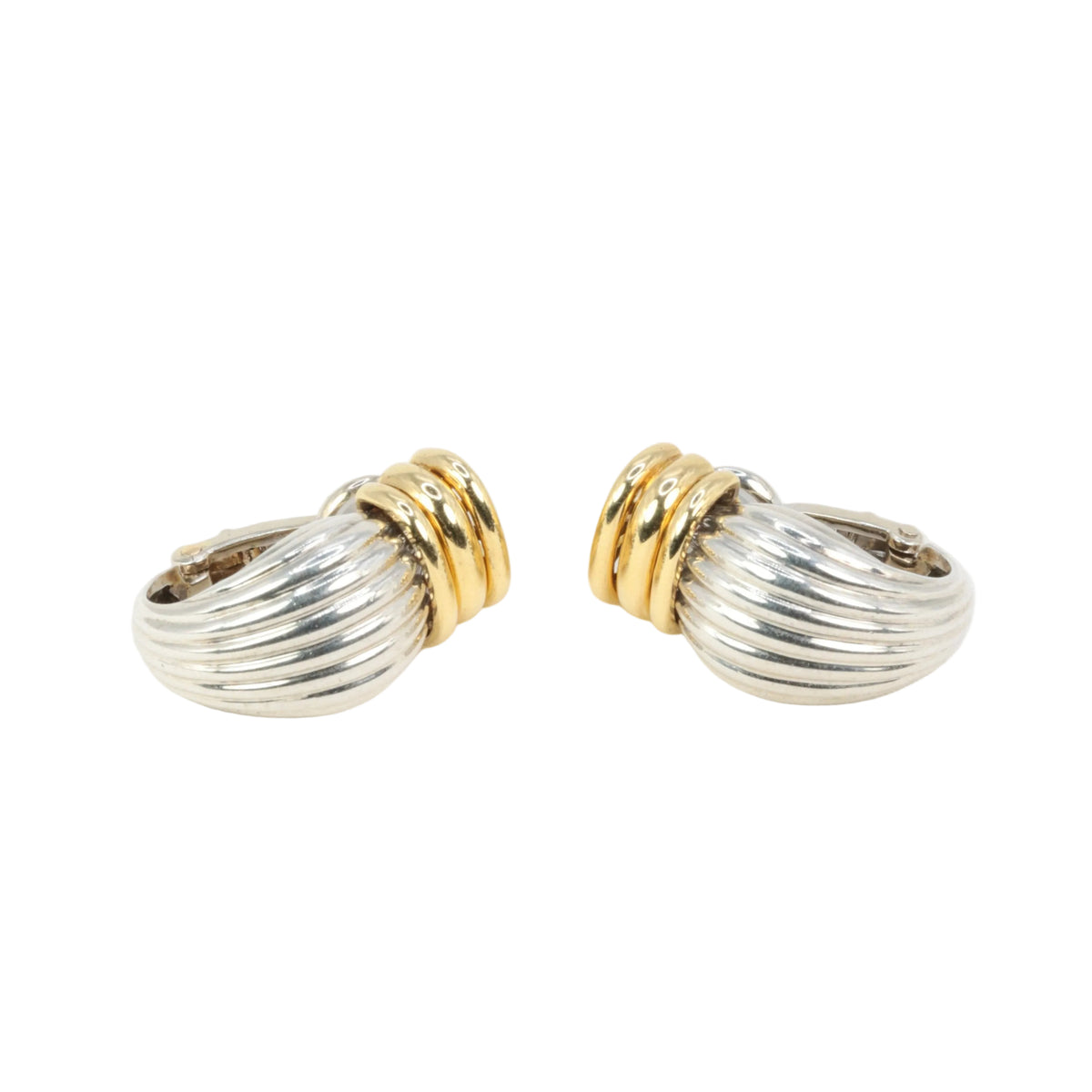 Boucles d'oreilles Clips O.J PERRIN en or jaune et argent