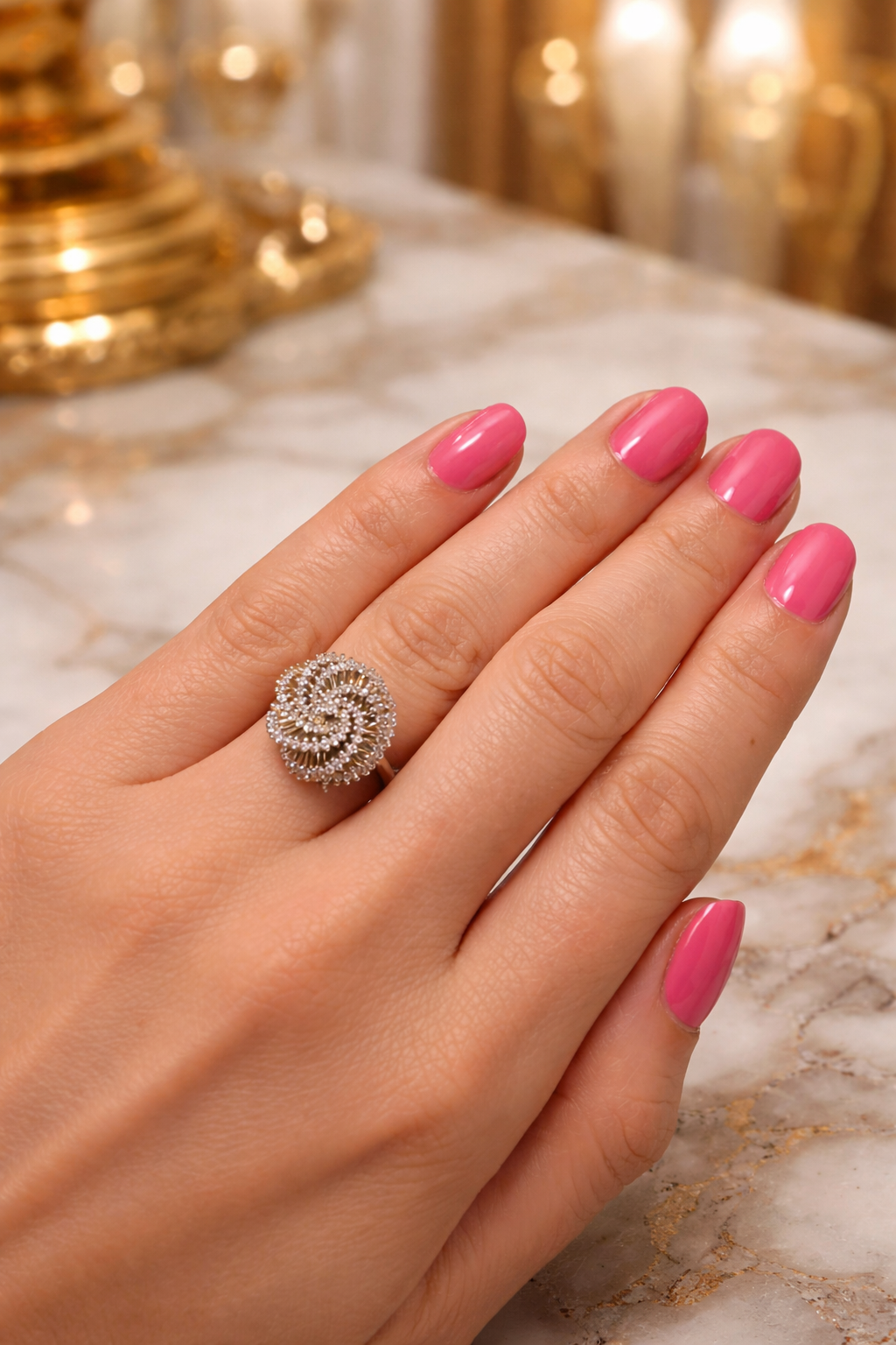 Bague Cocktail en or jaune et diamants