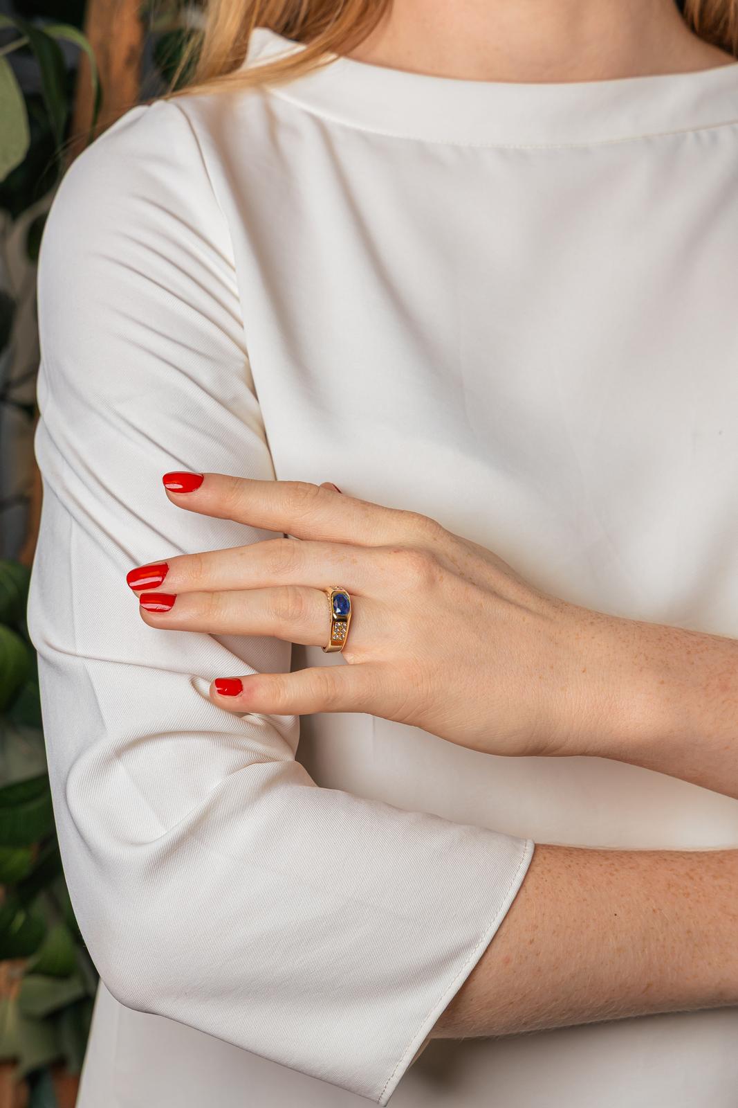 Bague Bandeau Or jaune Saphir