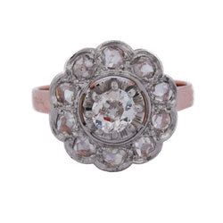 Bague Marguerite en or rose, platine et diamants