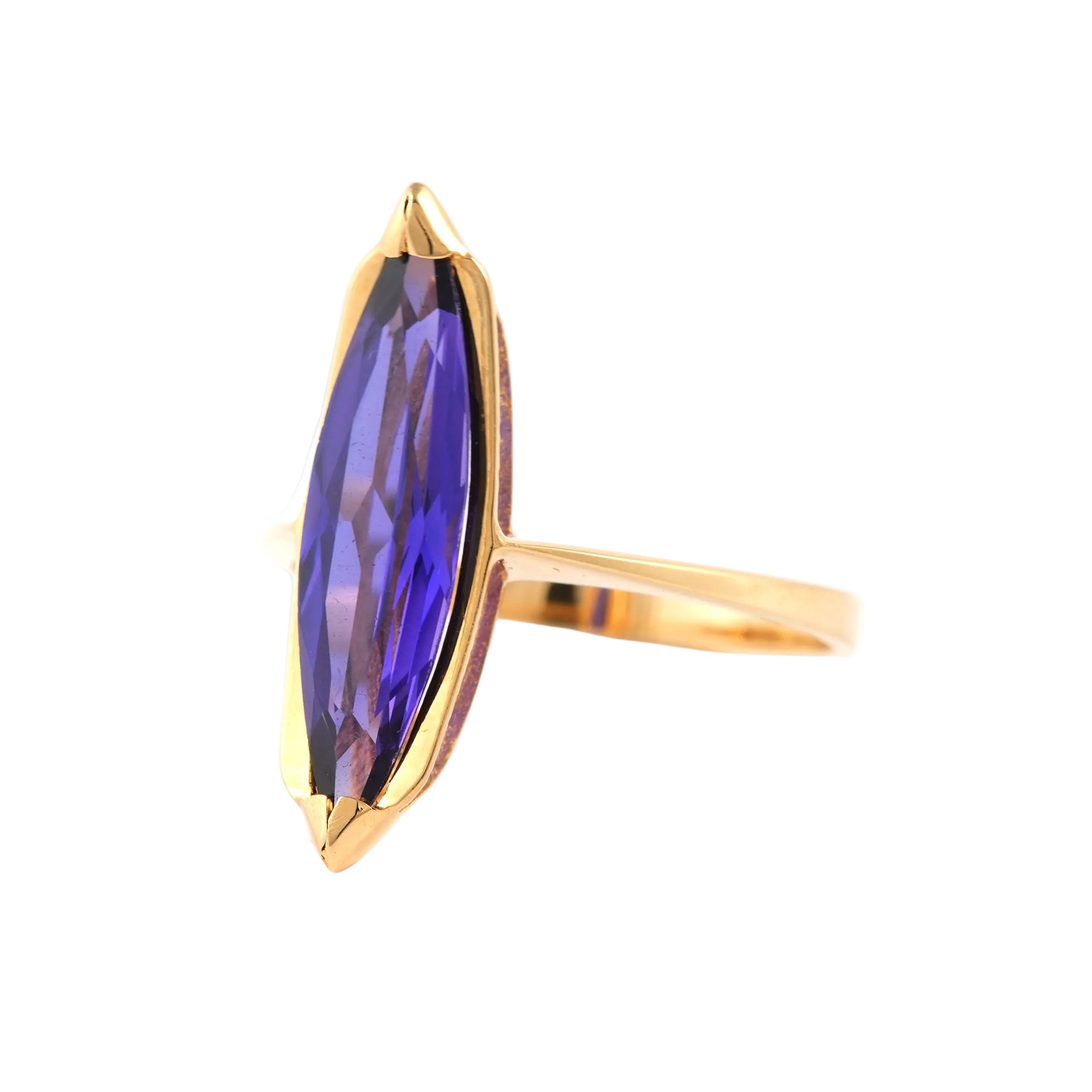 Bague Solitaire en or jaune et améthyste