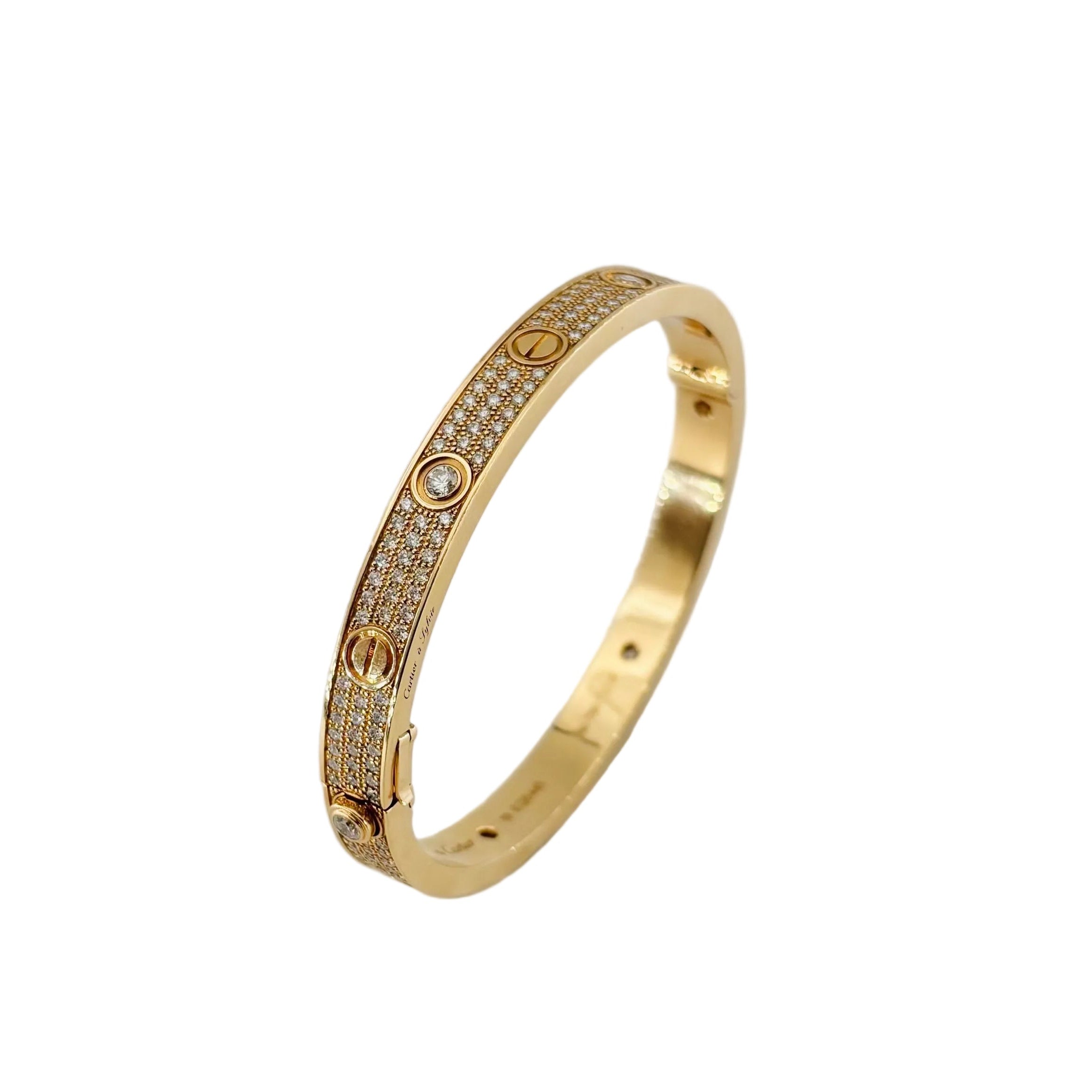 Bracelet CARTIER "Love" pavé en or rose et diamants