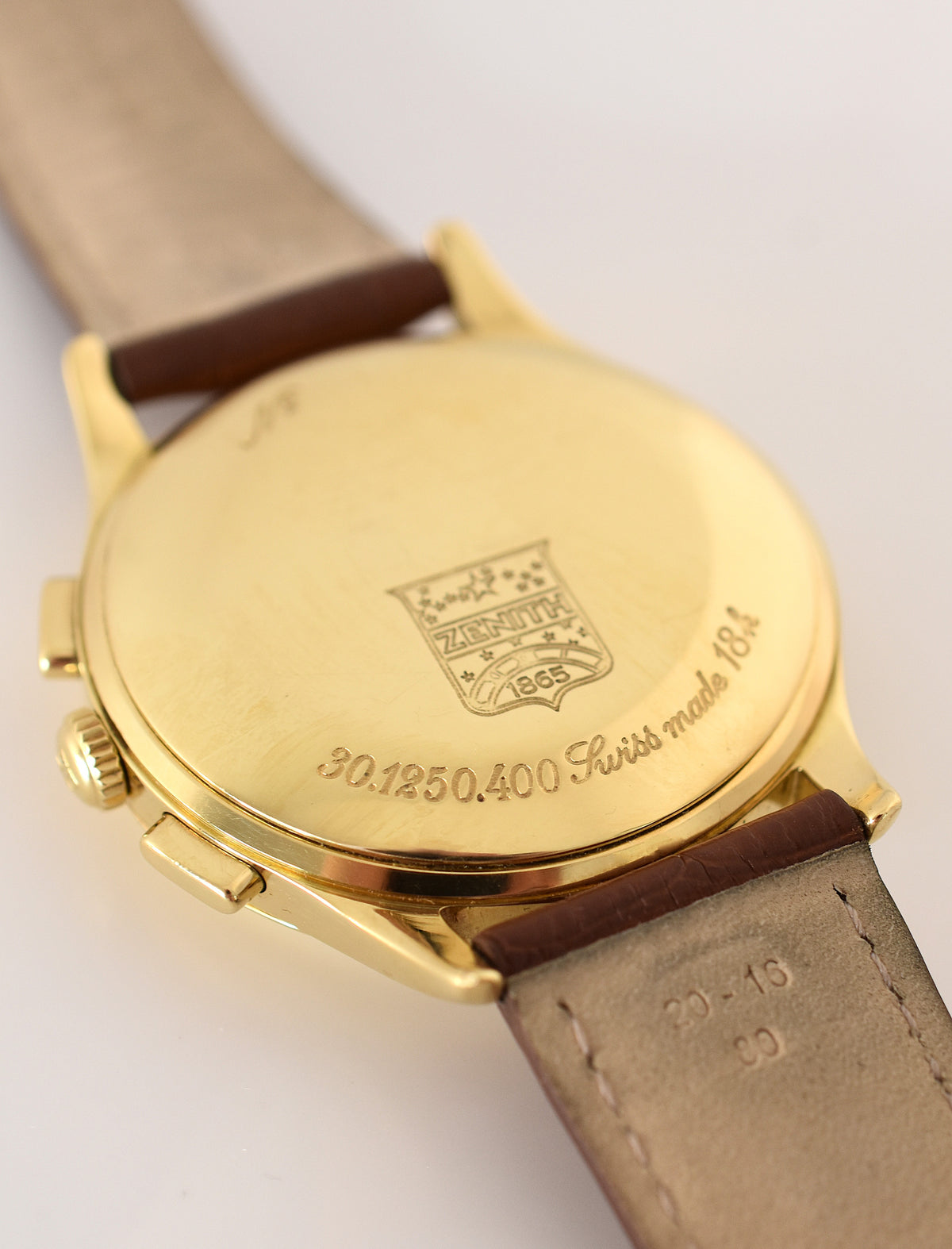 Montre ZENITH "El Primero" en or jaune et cuir