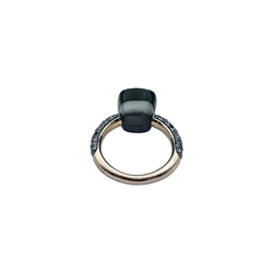 Bague POMELLATO "Nudo" en or rose, titane, obsidienne et diamants noirs