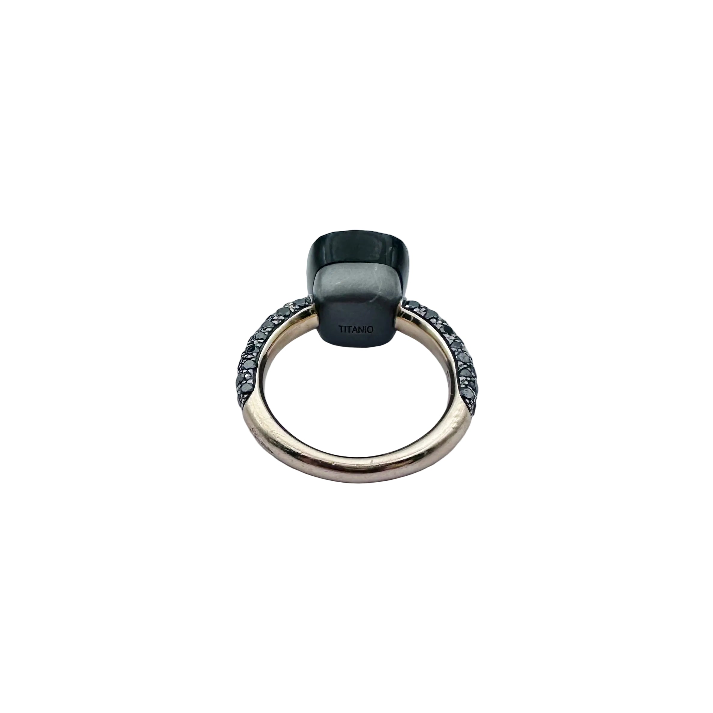 Bague POMELLATO "Nudo" en or rose, titane, obsidienne et diamants noirs