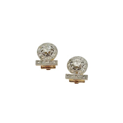Boucles d'oreilles Clips Art Déco en platine, or jaune et diamants