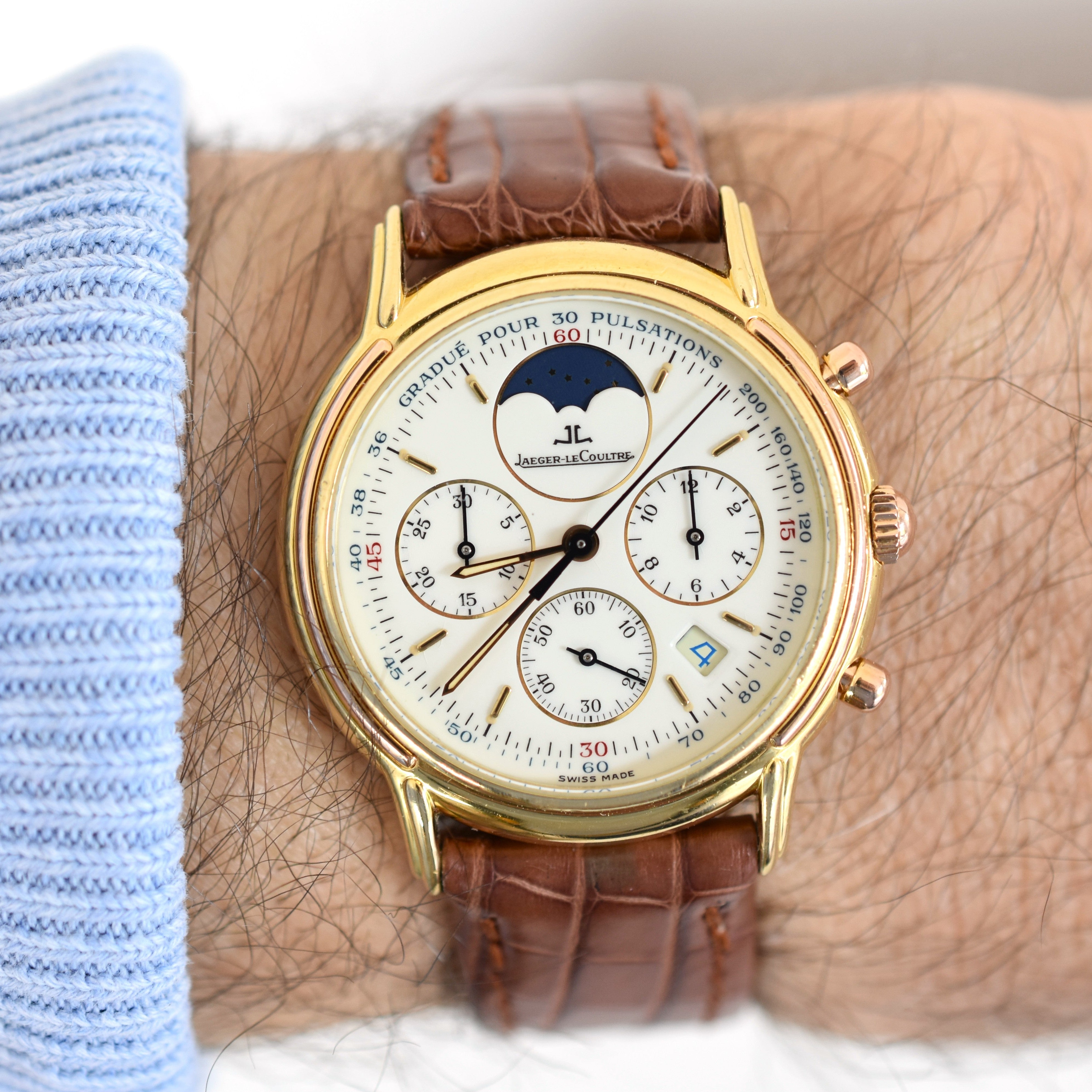 Montre  JAEGER-LECOULTRE Odysseus en or jaune, or rose et cuir