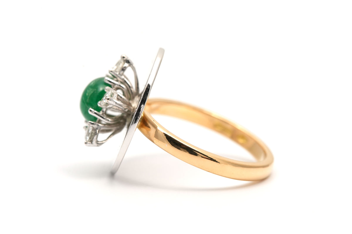 Bague en or blanc, or jaune, émeraude et diamants