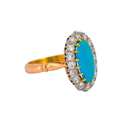 Bague Entourage en or jaune, turquoise et diamants