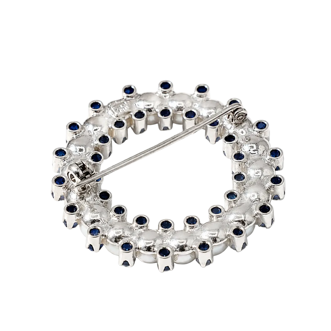 Broche Épingle en or blanc, perles et saphirs