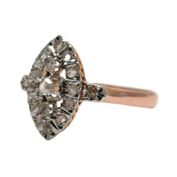 Bague Marquise en or jaune et diamants