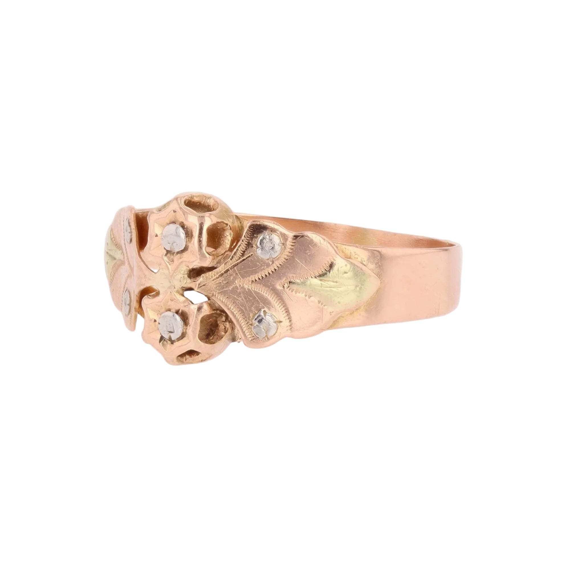 Bague Toi & Moi en or blanc, or rose et or vert