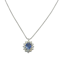 Collier Pendentif en or blanc, saphir et diamants