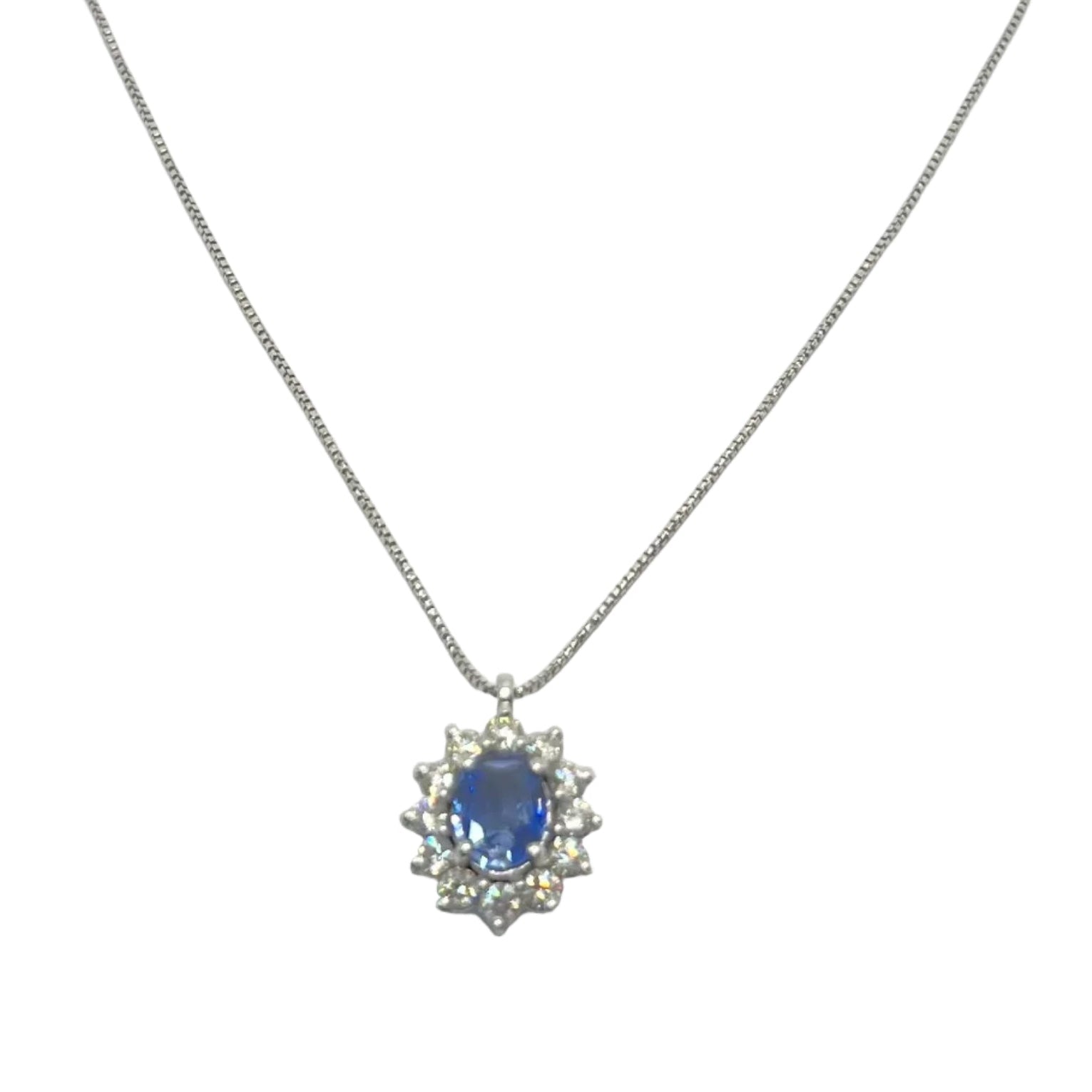 Collier Pendentif en or blanc, saphir et diamants