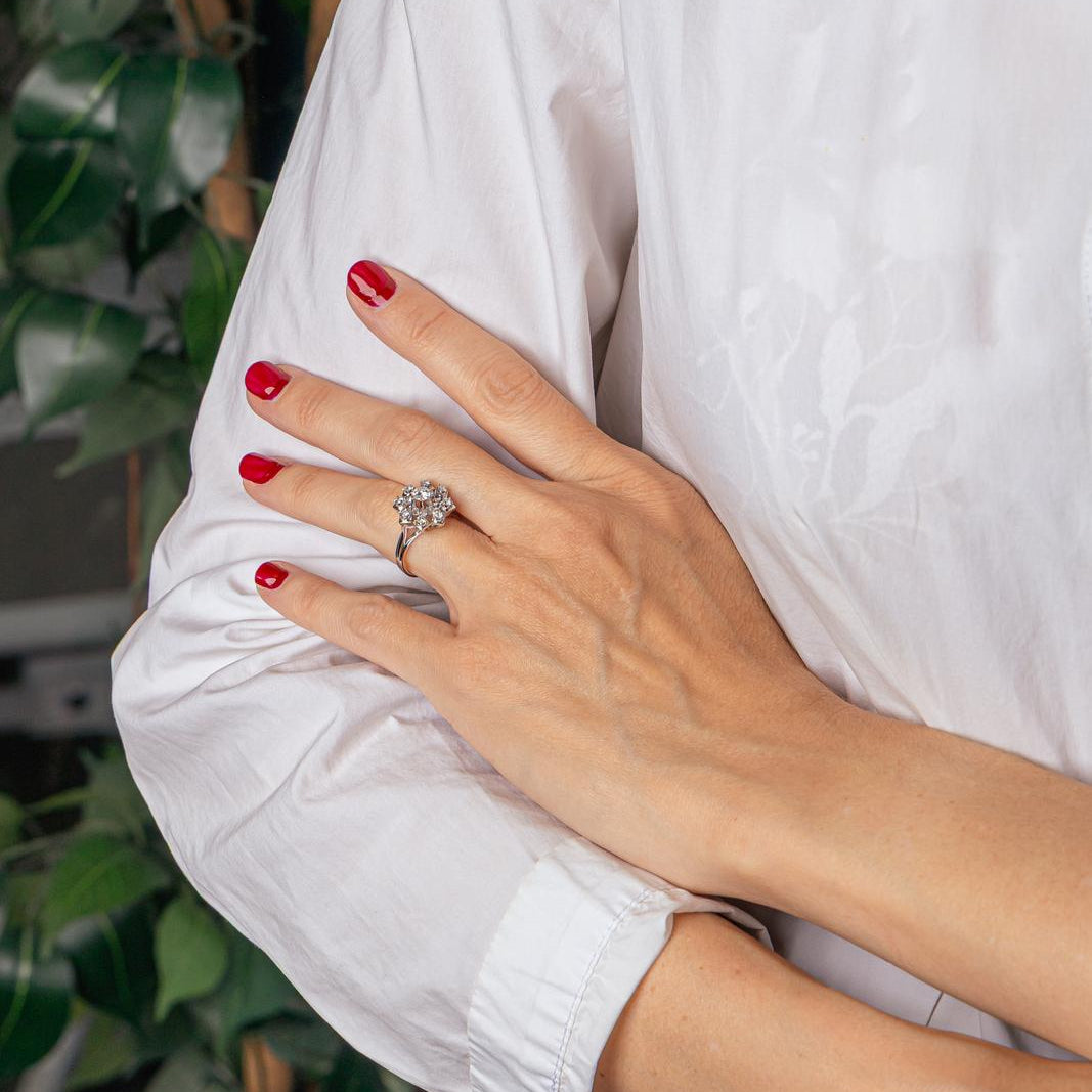 Bague Marguerite  Or blanc Diamant