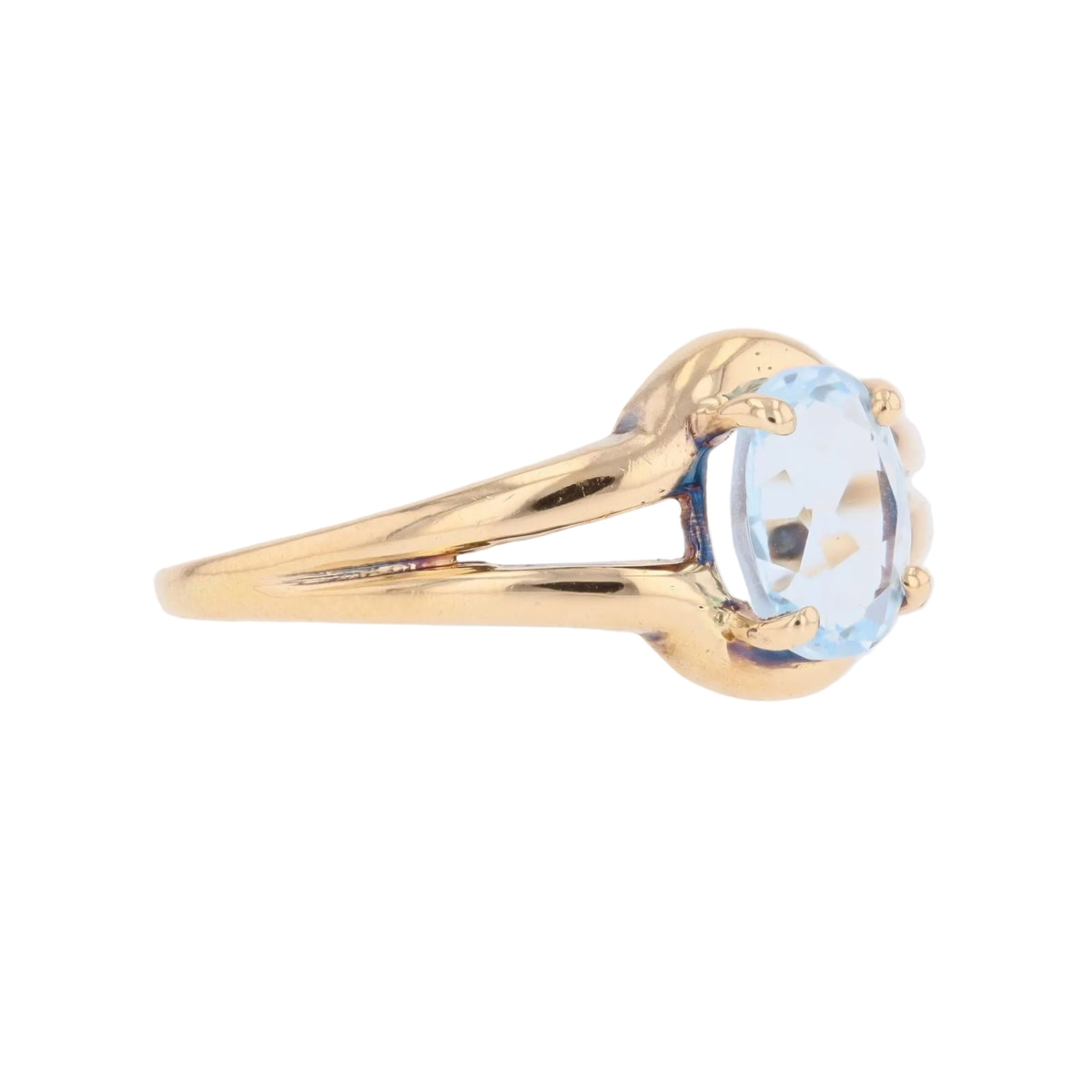 Bague Solitaire en or jaune et aigue-marine