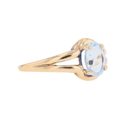 Bague Solitaire en or jaune et aigue-marine