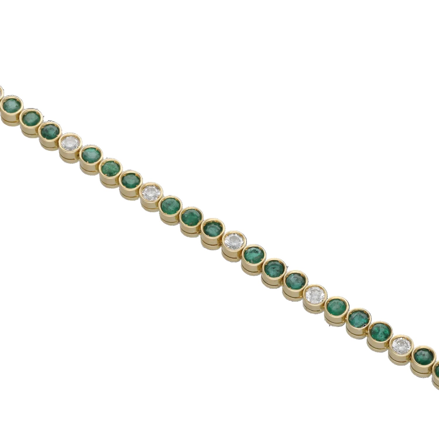 Bracelet Ligne en or jaune, émeraudes et diamants