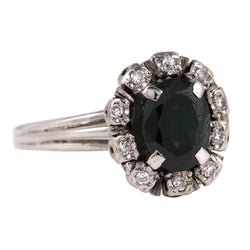 Bague Entourage en or blanc, saphir et diamants