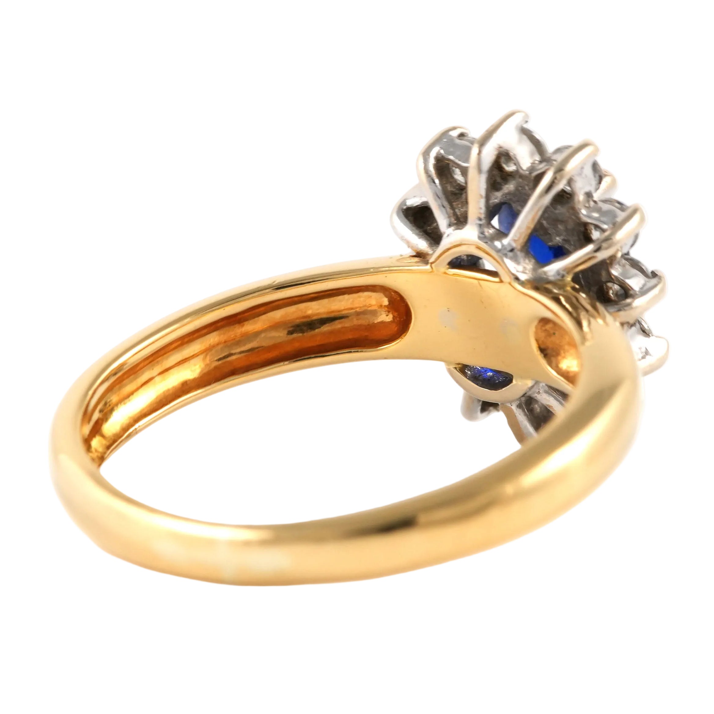 Bague Marguerite en or jaune, saphir et zirconiums
