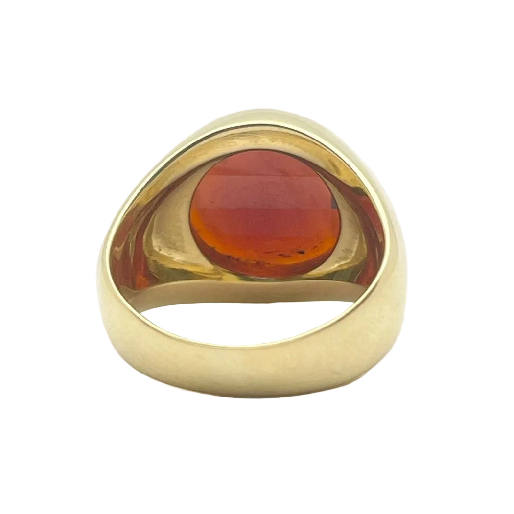 Bague Chevalière POMELLATO en or jaune et grenat