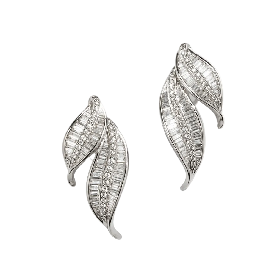 Boucles d'oreilles Clips en or blanc, platine et diamants