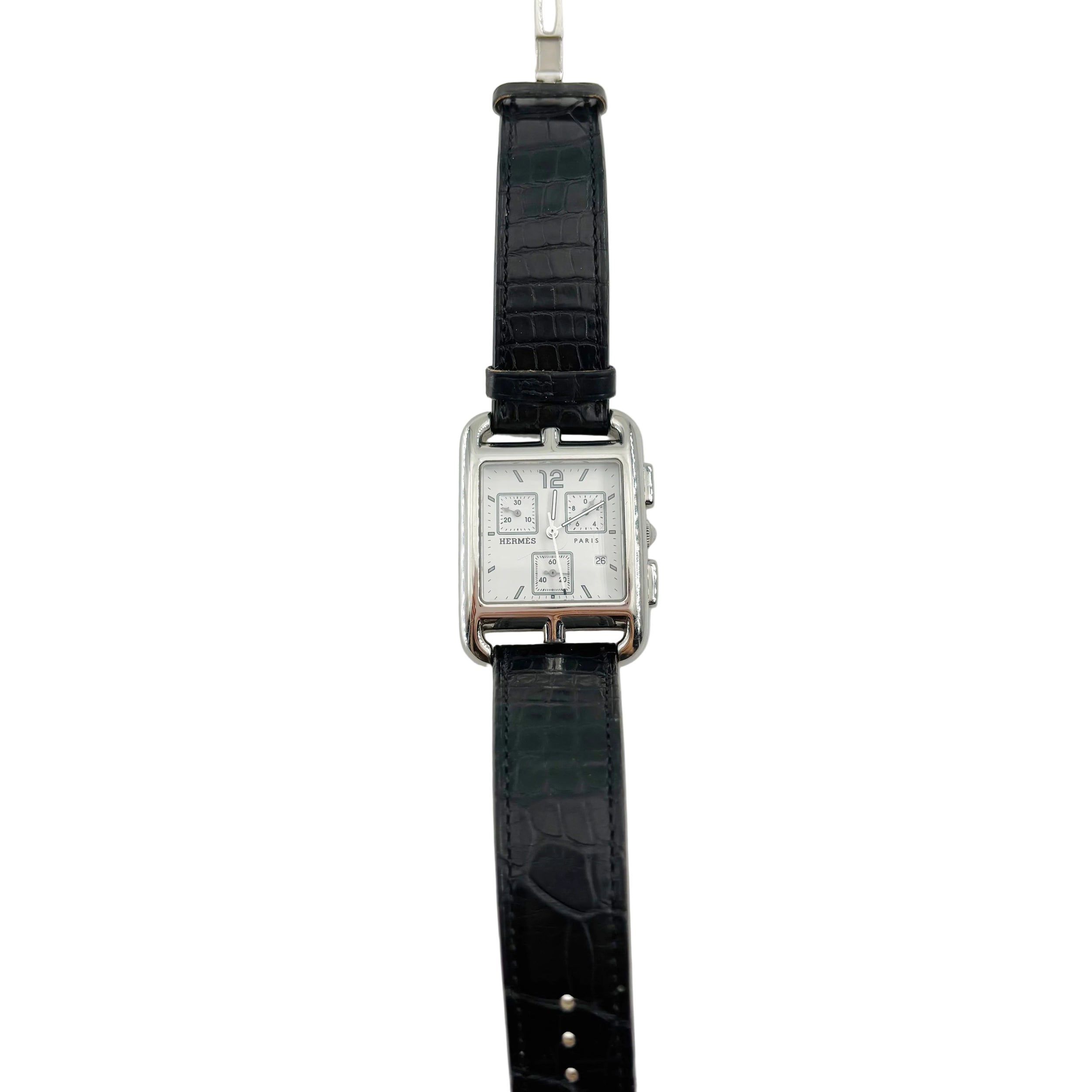 Montre HERMÈS "Cape Cod Chrono" en acier et cuir