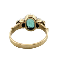 Bague Trilogie en or jaune, émeraude et diamants