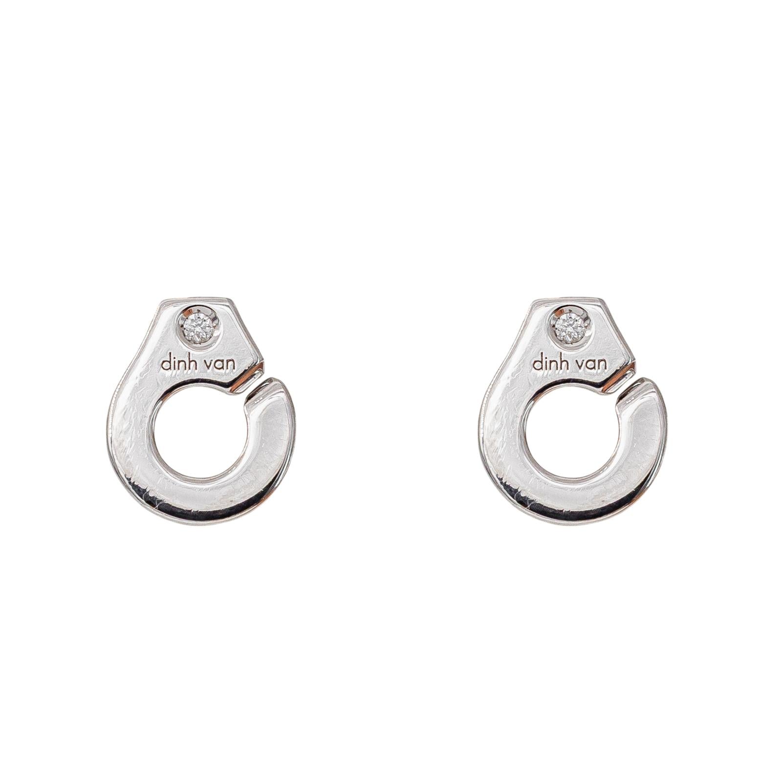 Dinh Van Boucles d'oreilles Menottes Or blanc Diamant