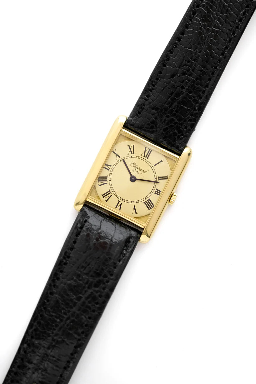 Montre CHOPARD "Tank" en or jaune et cuir