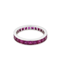 Bague Alliance en or blanc et rubis