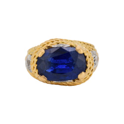 Bague Cocktail en or jaune, saphir et diamants