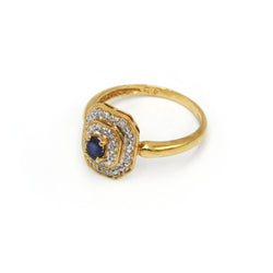 Bague Entourage en or blanc, or jaune, saphir et diamants