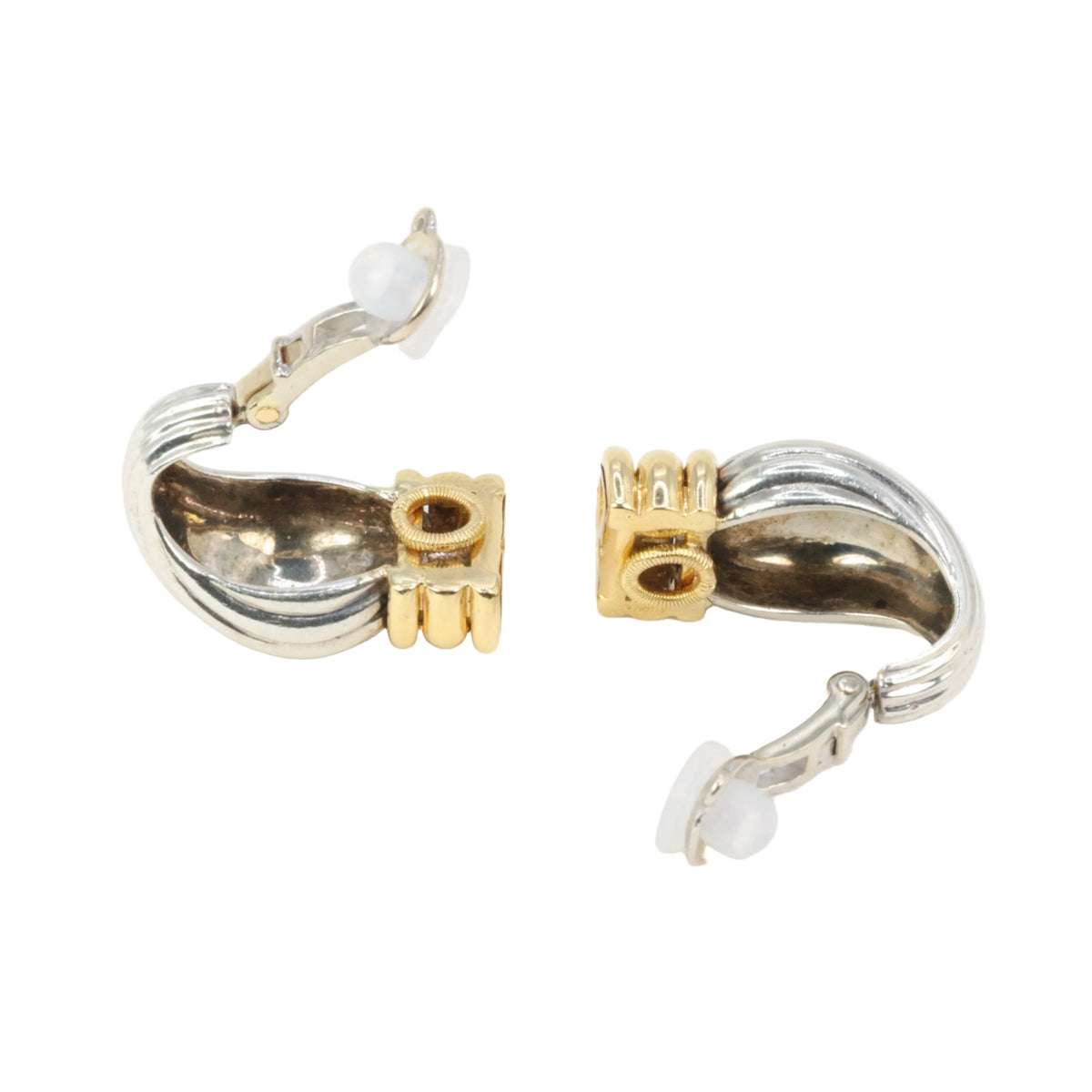 Boucles d'oreilles Clips O.J PERRIN en or jaune et argent