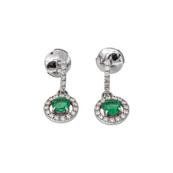 Boucles d'oreilles Pendantes Or blanc Emeraude