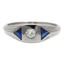 Bague Trilogie en or blanc, saphirs et diamant