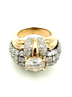 Bague en or, platine et diamants