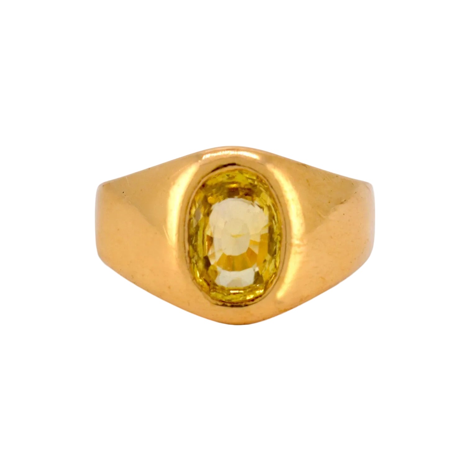 Bague Chevalière en or jaune et saphir