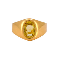 Bague Chevalière en or jaune et saphir
