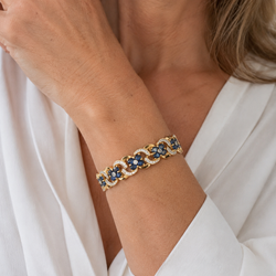 Bracelet en or jaune, saphirs et Diamants