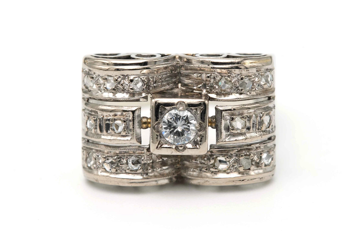 Bague Tank en or blanc et diamants