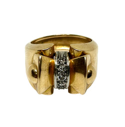 Bague Tank en or jaune et diamants