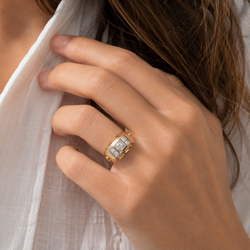 Bague Tank en or rose et diamants