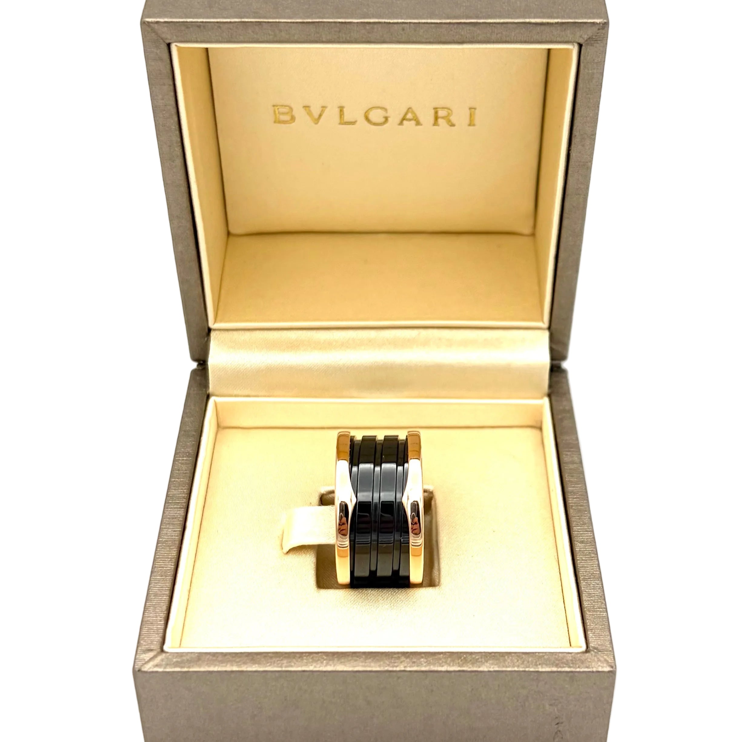 Bague Bandeau BULGARI "B.Zéro1" en or rose et céramique