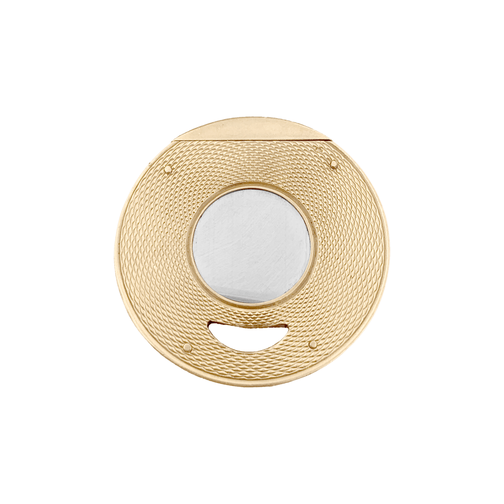 Coupe cigare en or jaune guilloché et acier.